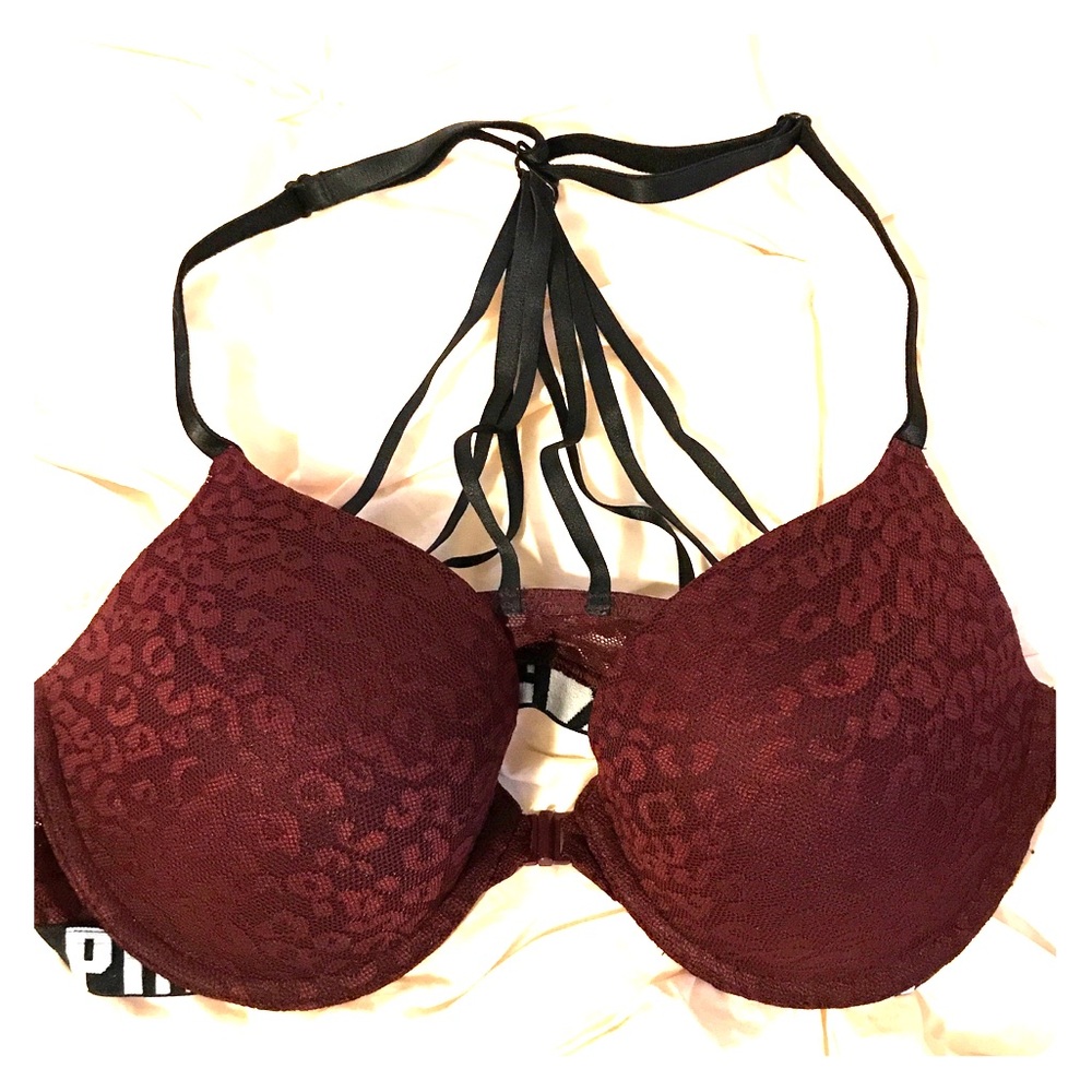 VS PINK lace cheetah maroon bra *NEVER WORN*